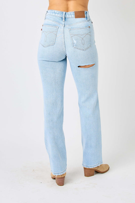 Judy Blue | High Waist Distressed Straight Jeans